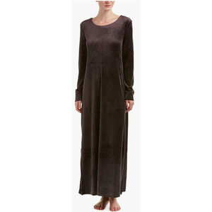 NWT Natori Luxe Plush Velour Lounger in BARK Crew neck Womens Size MEDIUM